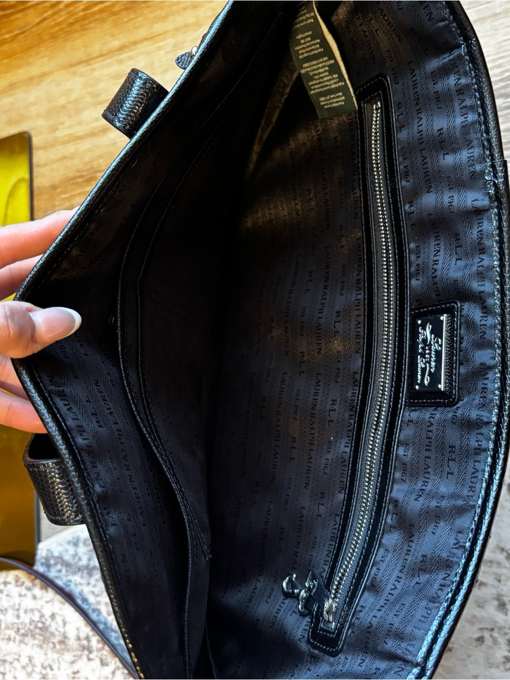 Ralph Lauren Black Leather Tote with Stud Accents - Picture 5 of 8